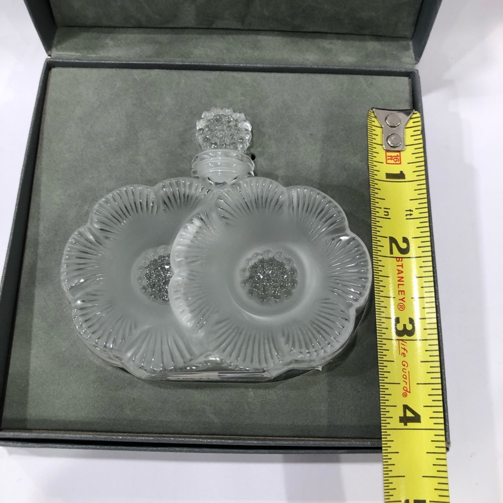 Lalique Vintage Rare 2 FLEURS PERFUME Crystal BOTTLE Signed Original Box - Picture 6 of 15